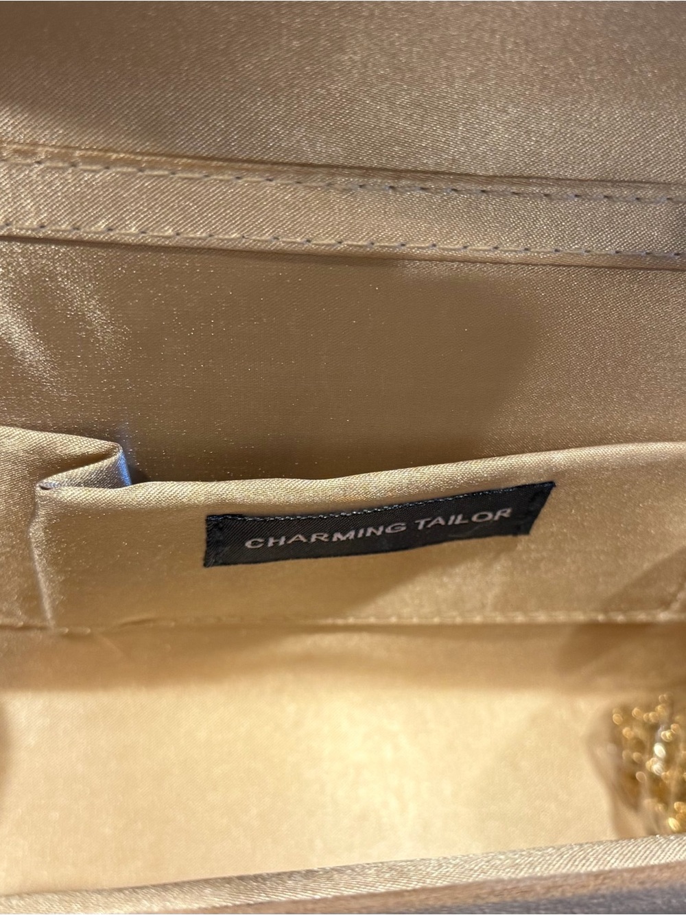 Charming Tailor Blush Nude Velvet Envelope Clutch Gold Chain Evening Bag - Picture 3 of 7